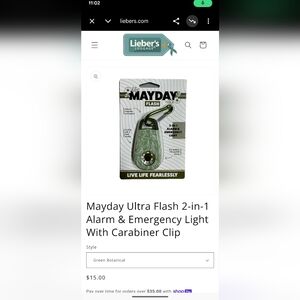 Mayday Ultra Flash 2-in-1 Alarm & Emergency Light With Carabiner Clip